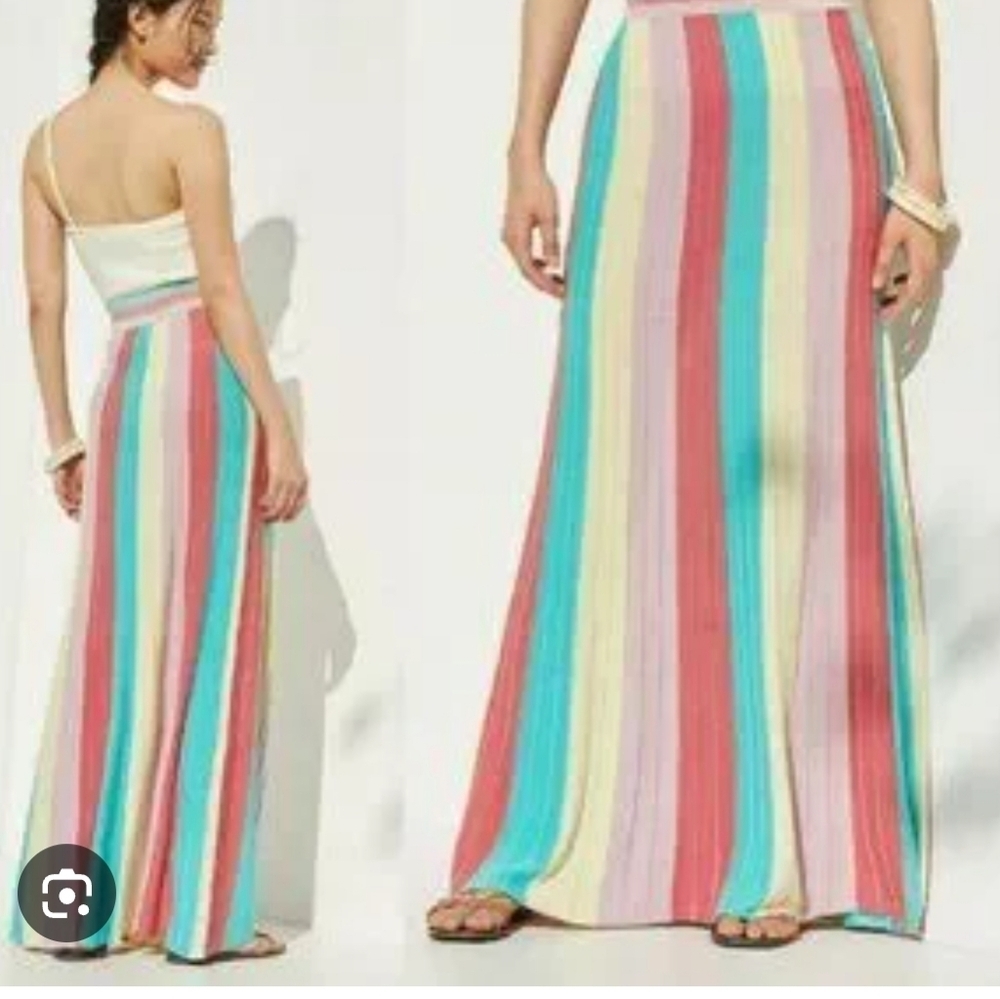 Anthropologie Pastel Stripe Find Me Now Skirt Size XS Bohemian Resort
